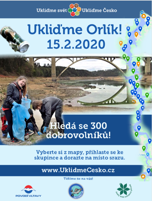 Zahřívací akce Ukliďme svět, ukliďme Česko 2020 - Ukliďme Orlík!